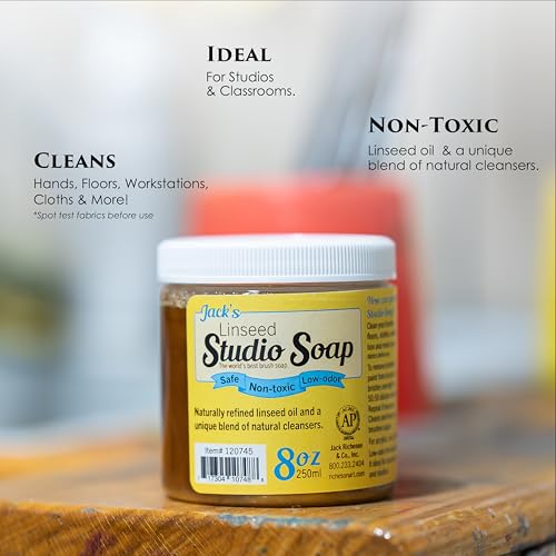 Jack Richeson - Jack’s Studio Soap, Non-Toxic, Low Odor Brush Cleaner 8 oz, 2- Pack - size: 16 Fl Oz (Pack of 1)