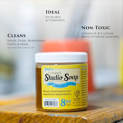 Jack Richeson - Jack’s Studio Soap, Non-Toxic, Low Odor Brush Cleaner 8 oz, 2- Pack - size: 16 Fl Oz (Pack of 1)