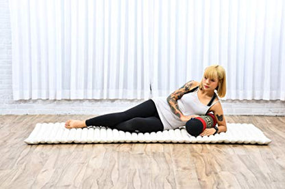 Leewadee Small Yoga Bolster – Shape-Retaining Cervical Neck Roll, Tube Pillow for Comfortable Reading, Kapok Filling, 22 x 6 x 6 inches - color: Sf13 - Red, Black