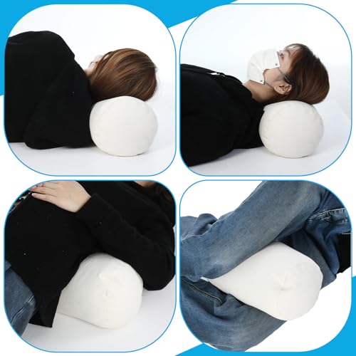 DoubleFill Buckwheat Pillow Cylinder Bolster Pillow to Provide Firm Support, Cervical Neck Roll Adjustable with Organic Pillowcase, Tartary Buckwheat Hulls