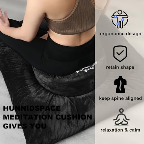 Ultimate Meditation Cushion Set – 2-in-1 Zafu & Zabuton, Buckwheat & Memory Foam, Velvet Cover for Yoga & Mindfulness (Black) - color: Black