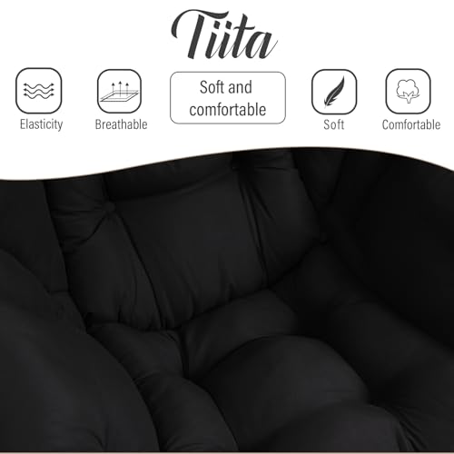 Tiita Lazy Chair with Ottoman, Comfy Reading Accent Chair, Black | Foldable Footrest, Padded Seat and Backrest, Side Pocket for Lounging in Living Rooms, Bedrooms, Dorms and Small Spaces - color: Peach Skin Black