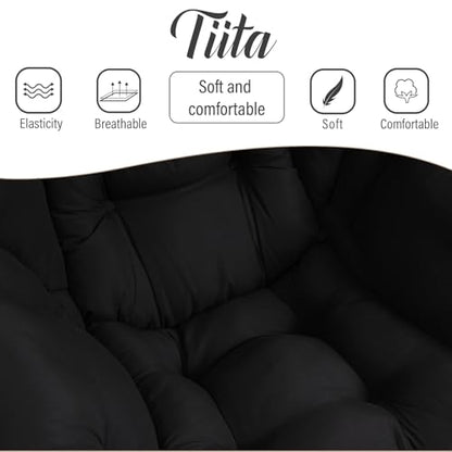 Tiita Lazy Chair with Ottoman, Comfy Reading Accent Chair, Black - color: Peach Skin Black