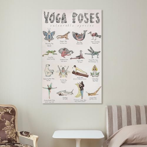 Yoga Poses Poster Teaching Poster for Girlsstyle 12x18inch(30x45cm) - size: 12x18inch(30x45cm)