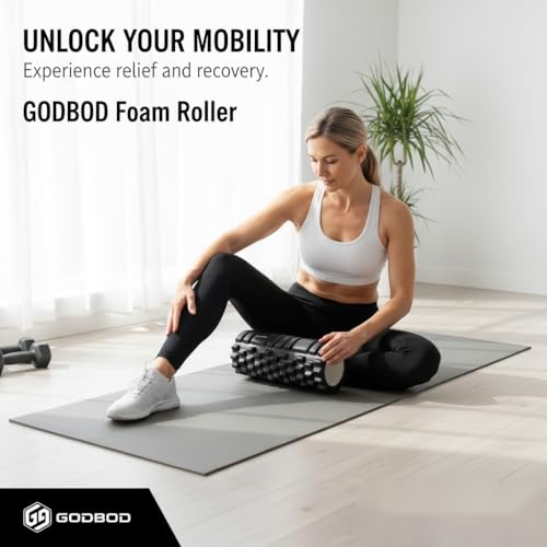 Foam Roller - Deep Tissue Medium Density Muscle Massager with Myofascial Trigger Point Release, Back Massage Roller for Soreness and Mobility 13 x 5.5 Inch, with eBook - color: Black