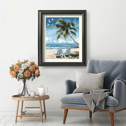 Natuyalo Paint by Numbers Kit for Adults - Beach DIY Adult Paint by Number Kits Seascape Acrylic Canvas Painting for Adults Beginners Kids Art Crafts Without Frame, 16x20 Inch - color: ART-01