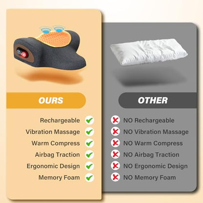 Rechargeable 3-in-1 Neck Massager Pillow with Heat,Vibration & Air Traction