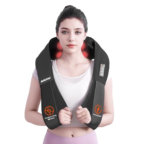 AMZPONY® Cordless Neck Massager for Pain Relief Deep Tissue | Rechargeable Shiatsu Neck and Back Massager with Heat Kneading Shoulder Massage for Body Muscle Pain Relief,Gifts for Mom Dad - color: Matte Black