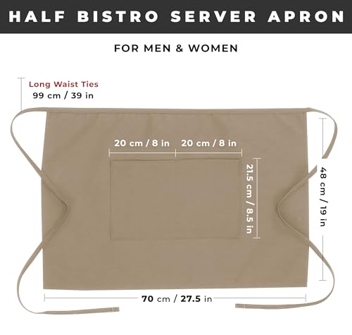 Chef Works Unisex Half Bistro Server Apron - color: Khaki