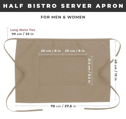 Chef Works Unisex Half Bistro Server Apron - color: Khaki