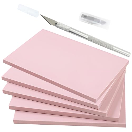 5 Pack Rectangular Rubber Stamp Carving 4x6 Linoleum Blocks for Printmaking Linocut Stamp Making Rubber Carving Block for Printmaking Stamp Maker Supplies - color: 4x6