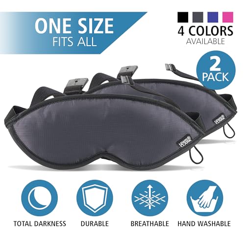 Lewis N. Clark Comfort Sleep Mask | Eye Mask for Travel | Comfortable & Breathable | Light Blocking & Adjustable | 2 Pack | Black - color: Black, size: 2 Count (Pack of 1)
