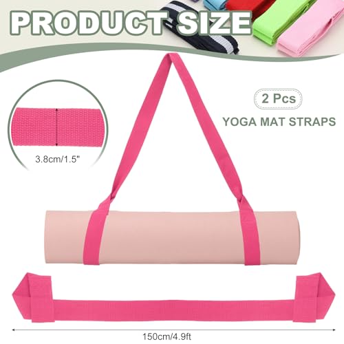 Yoga Mat Straps for Carrying, Adjustable Exercise Mat Sling Holder Multi Purpose Mats Carrier - color: Rose Red