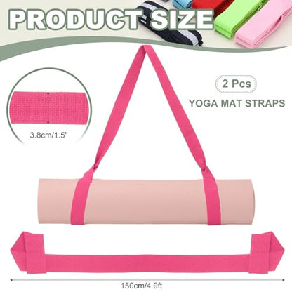 Yoga Mat Straps for Carrying, Adjustable Exercise Mat Sling Holder Multi Purpose Mats Carrier - color: Rose Red