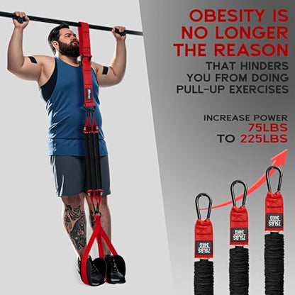 HOXWC Pull Up Assistance Bands, Adjustable Heavy Duty Resistance Band for Pull Up, 3 Pull Up Bands, Comfortable Fabric Feet/Knee Rest, Assistance Bands for Pull-Up, Home Fitness, Body Stretching - color: Red
