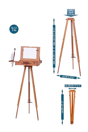 Mabef M/A30 Wooden Tripod. Oiled Beechwood Artist Support Stand for Pochade Boxes, Indoor Outdoor, Supports up to 17 3/4 lbs - style: Pochade Box Tripod