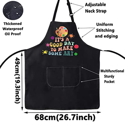 WZMPA Artist Painters Apron With Pockets - It's A Good Day to Make Art - Adjustable Apron for Teacher, Lover, Student Gift - color: Make Art Apron Bl