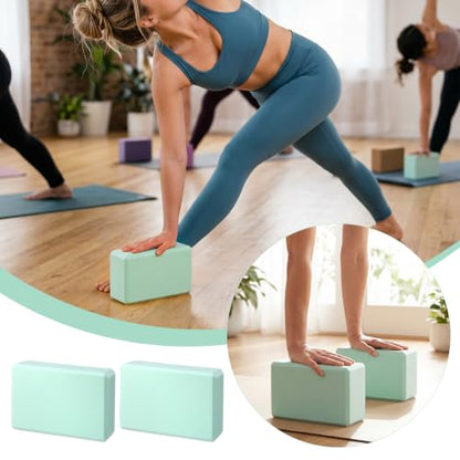 4 Pack Yoga Block 9 x 6 x 3 Inch EVA Foam Lightweight Non Slip Yoga Props for Pilates Stretching Meditation (Mint Green)