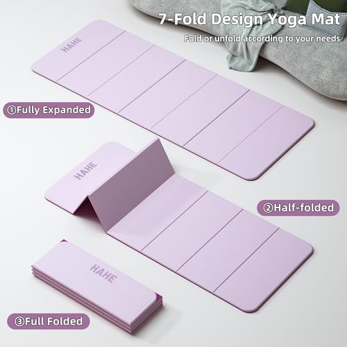 HAHE 7-Fold Design Extra Thick Yoga Mat 72"L x 24"W x 0.47", TPE - color: Deep Pink & Light Pink