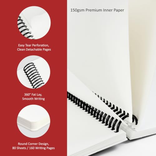 Hardcover Sketchbook,7.2"x8.3"Spiral Bound Drawing Pad,Red Grid | 150gsm(92lb)Acid-Free Thick Paper,Blank Art Journal for Adults,Artists&Beginners,Ideal for Sketching,Doodling and Mixed Media - color: red grid