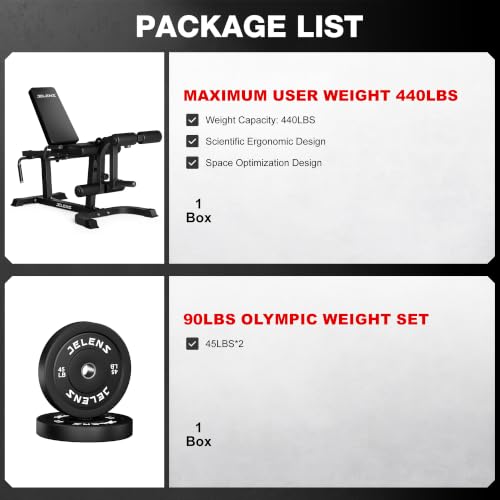 JELENS J10 Leg Extension and Curl Machine, Adjustable Leg Curl Machine for Home Gym, Seated Leg Extension and Lying Curl Machine for Lower Body Workouts - color: Black, size: 90LB Black Weight Package