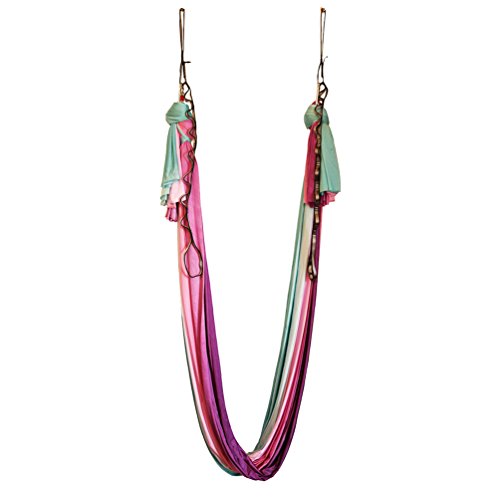 Aerial Yoga Hammock Aerial Pilates Silk Yoga Swing Set Inversion Equipment include daisy Chain, Pose Guide 5.5 yards - color: Fairy