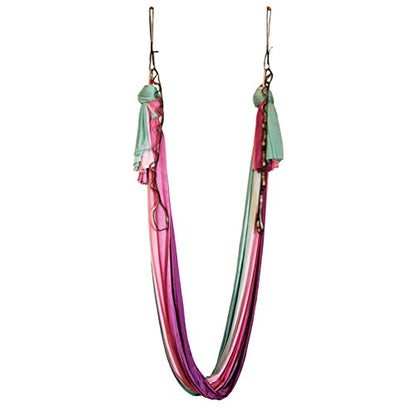 Aerial Yoga Hammock Aerial Pilates Silk Yoga Swing Set Inversion Equipment include daisy Chain, Pose Guide 5.5 yards - color: Fairy