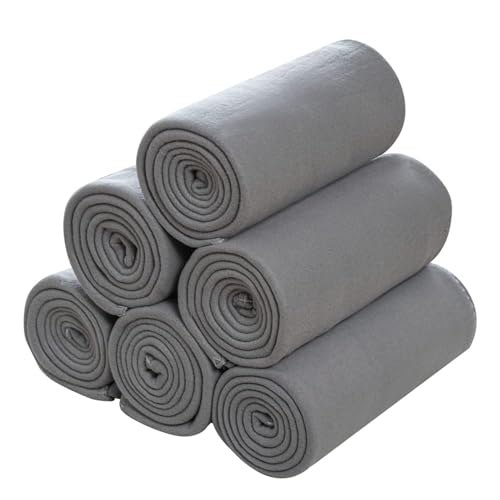 CAI TENG Fleece Throw Blankets Lightweight Warm for Soft Cozy Pet-Friendly Bulk Fleece Blanket Solid for Home, Bed, Sofa, Dorm, Office, Gifts, Outdoor (Grey, Pack of 6-50 x 60 inch) - color: Grey