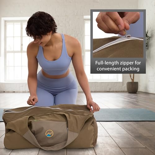 JoYnWell Yoga Bags and Carriers Fits All Your Stuff, Extra Large Yoga Mat Bag Full Zip Yoga Mat Bag with 3 Zipper pockets - color: Pickle-Khaki