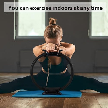 Syhood Pilates Ring 11. 81 Inch Pilates Circle Yoga Ring Magic Lightweight Flexible Workout Equipment for Fitness Physical Therapy Resistance Exercise Arms Legs - color: Grey,Black