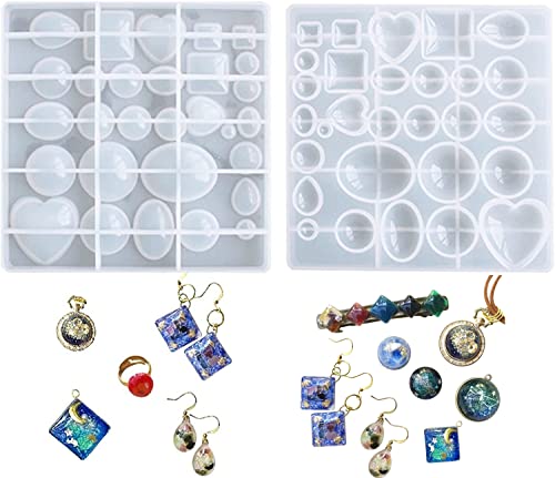 2 Pcs Gem Jewelry Casting Mold for Jewelry Making Crafting Projects | for Making Earrings, - color: mix-small
