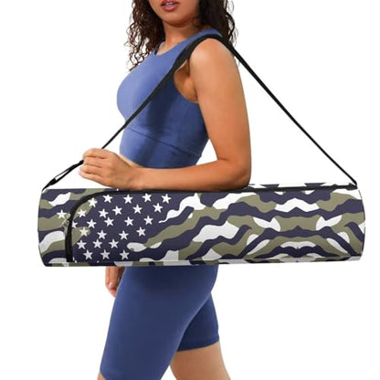 Yoga Mat Bag for Women & Men Full-Zip Yoga Mat Carrier Bag for Class Workout Park with Adjustable Strap - color: Camouflage American Flag