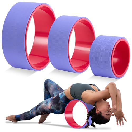 Simgoing 3 Pack ABS Yoga Wheel Set 660 Lbs Foam Roller for Back Pain & Stretching Back Wheel for Massage, Purple and Pink Set