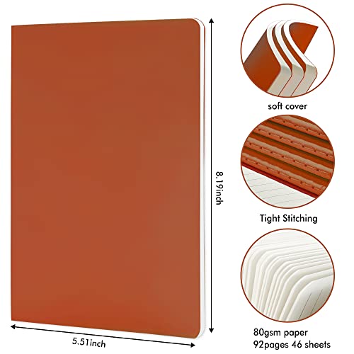 feela 36 Pack Soft Cover Journal Bulk, Lined Blank Travel Journal for Women Men Writing, Notebooks College Ruled for Work, Note Taking Notebook School Business Supplies, 8.2” x 5.5”, A5, Dark Orange - color: 36 Dark Orange