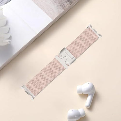 Nylon Braided band Compatible with Samsung Galaxy Watch 8 40mm 44mm, Elastic Band for Galaxy Watch 8 Classic 46mm - color: Nut Pink