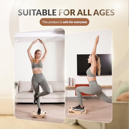 2 in 1 Balance Board & Slant Board for Calf Stretching - Adjustable Incline Board, 300lbs Capacity, Physical Therapy Equipment with Exercise Poster for Legs, Knees, Ankles, Heels