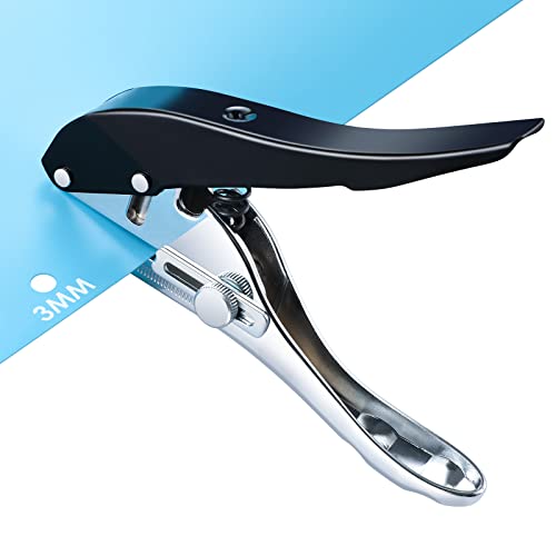 1/8" Hole Punch - Heavy Duty Single Hole Puncher for Paper, Tags, Cards, Plastic, Cardboard (3MM Black) - color: 3MM BLACK