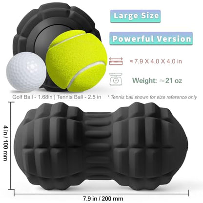 Vibrating Peanut Massage Ball for Plantar Fasciitis, 4-Speed Portable Massage Roller for Foot, Neck, Back, and Body - Deep Tissue Myofascial Release Mobility Ball Muscle Relaxer (Black) - color: Black