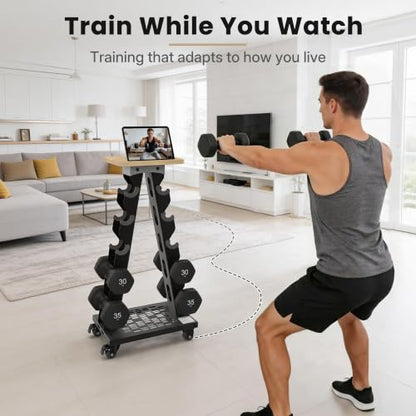 Vertical Dumbbell Rack, 5-Tier Weight Rack, Wheels, 300LBS Capacity