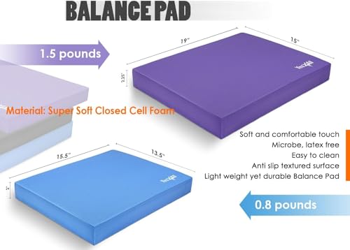 Yes4All Exercise Balance Pad, Non-Slip Foam Kneeling Pad - color: Purple - XL - (19" x 15" x 2,25"), size: X-Large