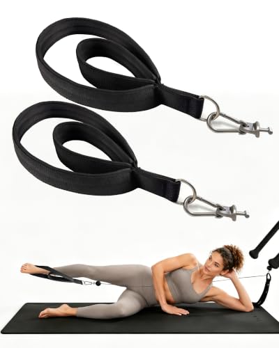 Wonderful Day Upgraded Pilates Loops Compatible with Tonal Smart Home Gym, Soft Thickened Double Loop Straps with Sturdy Adapters, Fitness Accessories for Reformer & Wall Pulley (2 Count) - color: Black