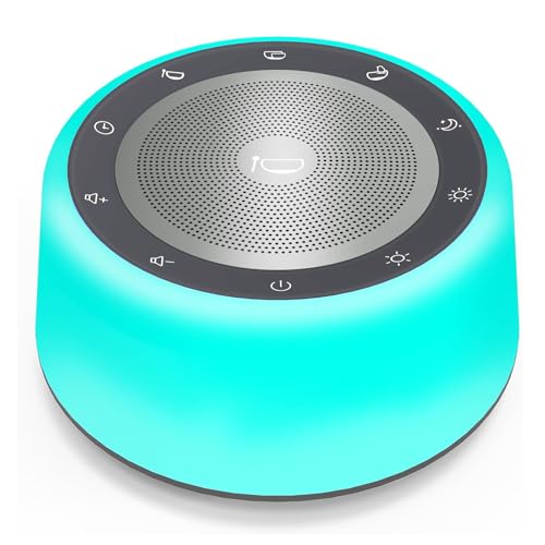 Kipcush Automatic Tibetan Singing Bowl Sound Machine, 11 Soothing Sound Therapy Tones, Touch Night Light, Smart Timer & Memory, Plug-in White Noise Machine for Sleep, Meditation, Yoga & Relaxation - color: Gray & Blue