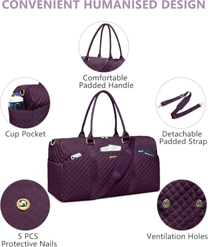 Women Weekender Travel Duffle Bag: Travel Duffel Overnight Bags with Shoe Compartment Large Carry on Tote with Toiletry Bag Weekend Traveling Yoga Gym Hospital Bag for Women with Wet Pocket Purple - color: 03-Purple, size: X-Large