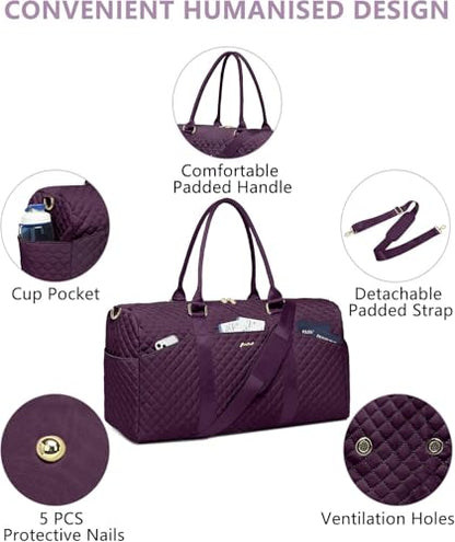 Women Weekender Travel Duffle Bag: Travel Duffel Overnight Bags with Shoe Compartment Large Carry on Tote with Toiletry Bag Weekend Traveling Yoga Gym Hospital Bag for Women with Wet Pocket Purple - color: 03-Purple, size: X-Large
