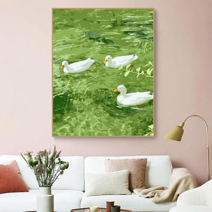 ZRIZQ Paint by Numbers Kit for Adults Beginner,Duck Summer,16x20 | Full set with rich paints,wooden brushes,rolled canvas.Calming,screen-free pastime.Beginner friendly.Just open and paint. - color: 16"X20"Rolled Canvas(Frameless)-Duck 2