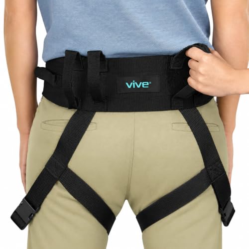 Vive Transfer Belt with Leg Loops - Medical Nursing Safety Gait Assist Device - Bariatrics, Pediatric, Elderly, Occupational and Physical Therapy - Long Strap and Quick Release Metal Buckle - 52 Inch - style: Transfer Belt With Loops