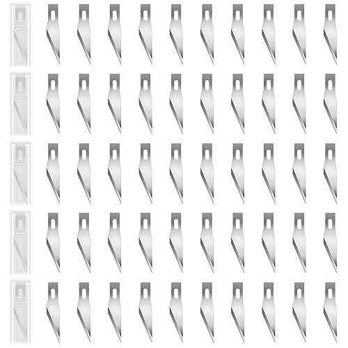 50Pcs #11 Exacto Replacement Blades with Storage Case, SK5 Carbon Steel Precision Hobby Knife Refill Blades for DIT Cutting, Carving, Trimming, Scrapbooking Crafting - color: #11 Exacto Replacement Blades (Silver)