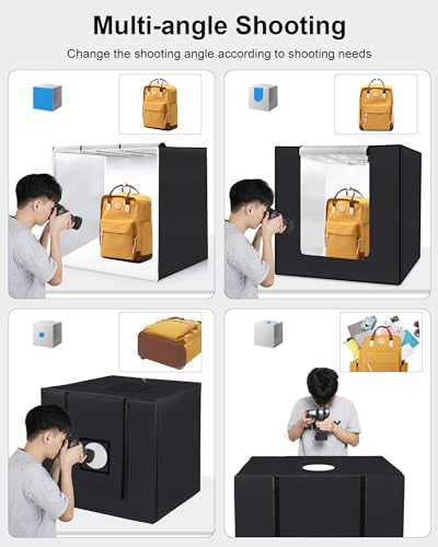 PULUZ 32"x32" Light Box Photography, Large Photo Light Box with 3 Stepless Dimming Light Panel, 234 LED Beads, Professional Photo Booth Shooting Tent Kit with 4 Color Backdrops for Product Photography - size: 32*32 Inch