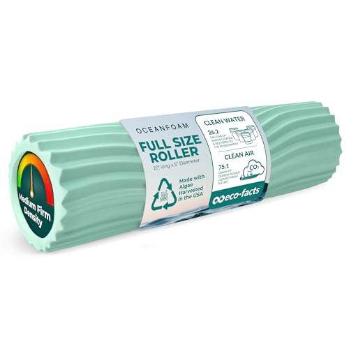Oceanfoam Tidal Roller - Seafoam - Muscle Massage Foam Roller for Back Pain & Stretching - Firm and Ergonomic Wide Wave Textured - Yoga, Athletics, & Wellness - Full Size, 20" x 5" - color: Seafoam
