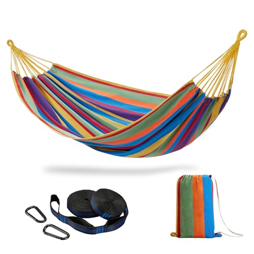 Brazilian Double Hammock with Tree Straps, Extra Large, 450 lbs Capacity - color: Tropical, size: X-Large